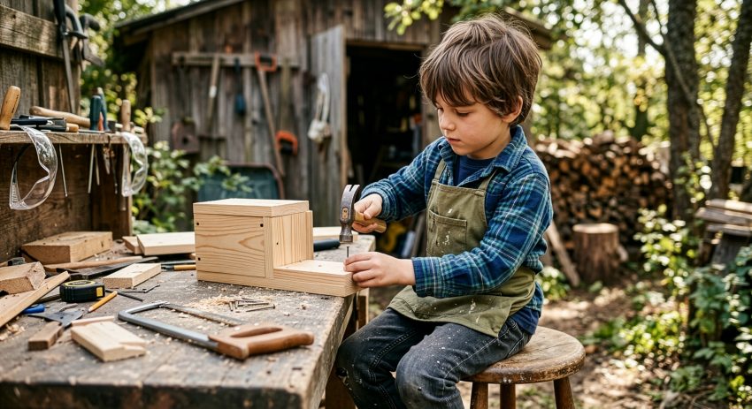 A young boy, learning by experience